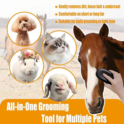 2-in-1 Horse Grooming Brush – Double-Sided Deshedding & Curry Comb Tool for Horses, Dogs & Cats, Soft & Hard Bristles, Pet Grooming & Bathing Supplies