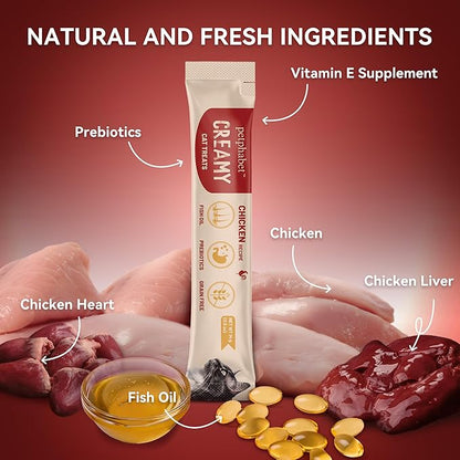 PETPHABET Lickable Cat Treats Squeeze, Creamy Puree Squeezable Wet Kitten Treats, Chicken Recipe 20 Tubes, Paste Snacks for Skin & Coat Health, Digestive Care, High Protein, Grain Free