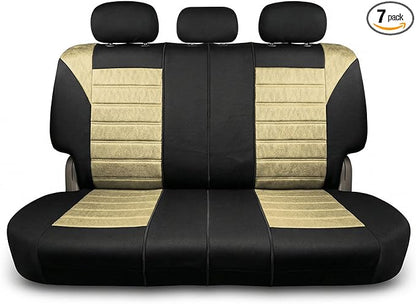 FH Group Automotive Car Seat Covers Rear Set Premium 3D Air Mesh Seat Covers, Airbag Compatible and Split Bench Cover Universal Fit Interior Accessories for Cars Trucks and SUVs - Beige