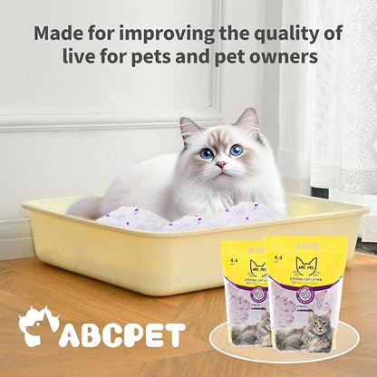 ABCPET Cat Litter Crystals No Clumping Odor Control Kitty Litter Non-Clumping No scooping Low Dust, Low Tracking, Dehydrates Waste Lavender - 25.8 lbs (6 x 4.3 lb Packs)