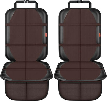 XHYANG Car Seat Protector,2 Pack Automotive Seat Protectors Baby Carseat Pad Waterproof & Durable 600D Fabric for Child Baby Car Seat Mat Vehicle Pet Cover 2 Storage Pockets (Brown)