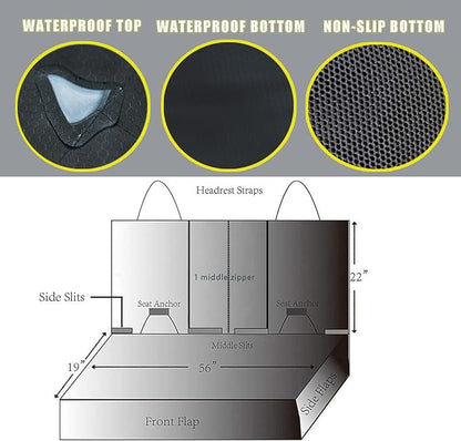 Dog Car Seat Cover, Deluxe Waterproof Pet Back Carseat Protector for Cars, SUVs, Trucks, Nonslip and Easy Cleanup Backseat Pet Cover for Automotive Rear Bench (Black)