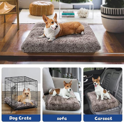 Dog Bed Crate Pad Plush Soft Pet Bed Calming Dog Crate Bed for Large Medium Small Dogs and Cats Washable Anti-Slip Kennel Crate Mats for Sleeping and Anti Anxiety XL