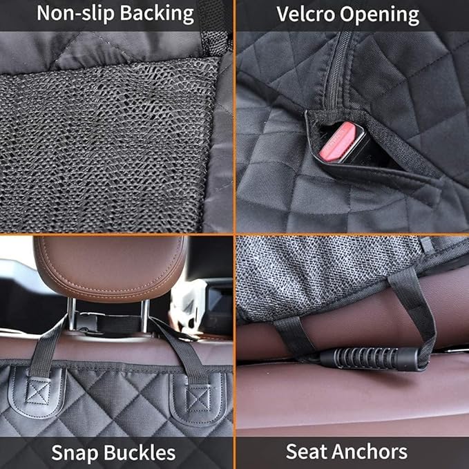1PC Dog Car Seat Cover for Back Seat, Hard Bottom Back Seat Extender for Dogs, Waterproof Durable Car Seat Protector Reat Seat Covers for Cars, Trucks and SUVs, Black