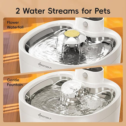 Wireless Cat Water Fountain 95fl-oz/2.8L Cat Fountain,Stainless Steel Tray,Rechargeable Pet Drinking Fountains for Cats and Dogs(Cat Fountain+3 Filters)