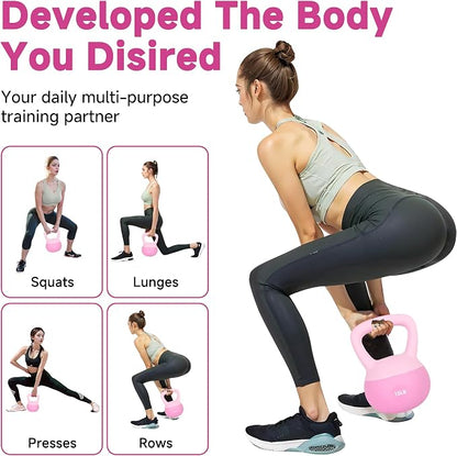 Leikefitness Soft Kettlebells,Weights for Women and Men,Home workout. | Color Coded Anti Slip Grip Kettlebell,Cushioned Impact-Resistant Base,Wide Handle Design