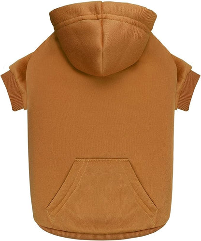 Dog Hoodie Dog Sweaters for Small Dogs Solid Soft Brushed Fleece Pet Clothes Pet Hoodie Sweatshirt with Pocket(Coffee-XS)