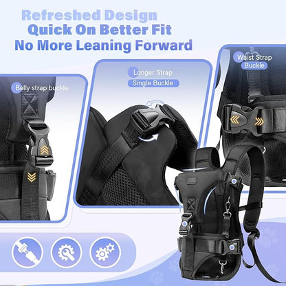 YUDODO Front Pet Carrier Backpack for Small Dogs and Cats, Secure and Breathable Mesh Travel Dog Carrier with Safety Belt, Ergonomic Support, Adjustable for Walking, Hiking (Black-Pro M)
