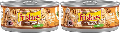 Friskies Purina Gravy Pate,Wet Cat Food Extra Gravy Pate with Chicken in Savory - 5.5 oz. Cans,(Pack of 48)
