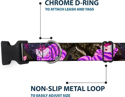 Buckle-Down Plastic Clip Collar - Cheshire Cat Tree Poses - 1/2" Wide - Fits 6-9" Neck - Small