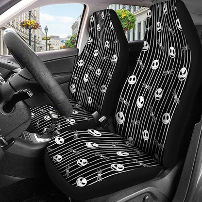 GENANY Nightmare Skeleton Car Seat Covers Set of 2, Skull Breathable Front Seat Covers for Truck Sedan SUV, Spooky Car Accessories, Spooky Gift for Women Men