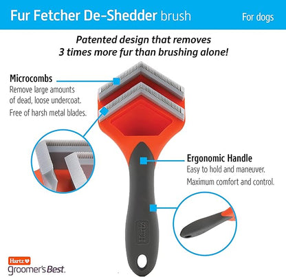 Hartz Groomer's Best Fur Fetcher De-Shedder Dog Brush,Black