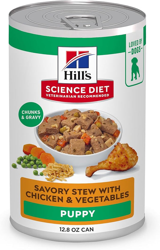 Hill's Science Diet Puppy Wet Dog Food, Chicken & Vegetables, 12.8 oz. Cans, 12-Pack