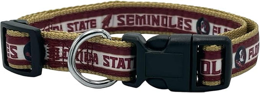 Pets First Collegiate PET Collar New Version Florida State Seminoles Dog Collar, Size Medium. Best Sports Team Color for Dogs & Cats. A Shiny & Colorful Dog & Cat Collar Licensed by The NCAA