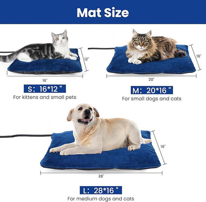 MARUNDA Outdoor Heated Cats Bed - 100% Waterproof Outdoor Heated Pet Bed with Double Built-in AutoThermostat - Heated Pet Bed for Outside Animals (20" x 16" (L), Blue)