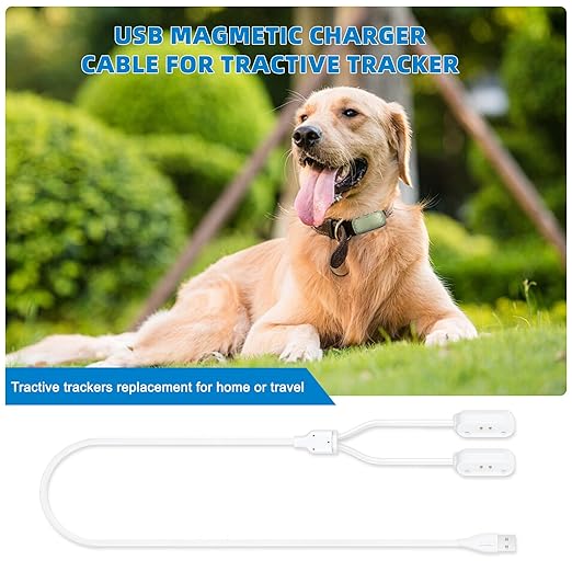 2-in-1 Magnetic Fast Charging Cable | Compatible with Tractive GPS Tracker for Dogs | Durable USB Charger Cord for Pet Smart GPS Devices (White)