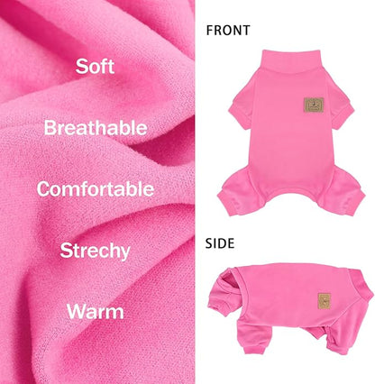 XPUDAC 3 Pack Fleece Dog Pajamas Warm Winter Dog Clothes for Small Medium Dogs Girl Cozy Puppy Pjs Pet Outfit Doggie Onesie Costume, Purple, Pink, Hotpink, XL