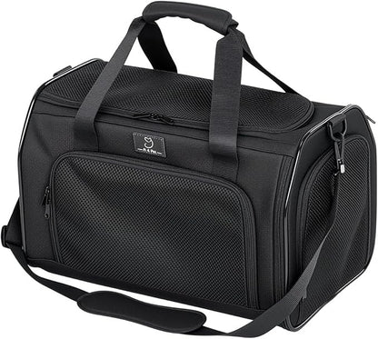 Airline Approved Pet Carrier for Small Dogs & Cats Up to 15lbs, Soft-Sided, Foldable, Ventilated, TSA Travel Bag with Fleece Pad, Safety Straps, Washable Portable Cat Dog Airline Travel Tote