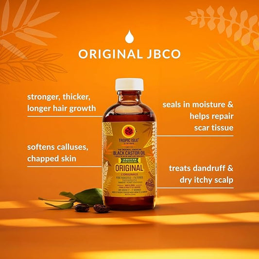 Tropic Isle Living Jamaican Black Castor Oil | Rich in Vitamin E, Omega Fatty Acids & Minerals | For Hair Growth Oil, Skin Conditioning, Eyebrows & Eyelashes, Scalp and Nail Care (PET) (4oz)