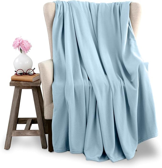 King Size Microfleece Blanket | Fleece Bed Blanket | All-Season Comfort| Supersoft Lightweight Throw Blanket | Plush Throw Blanket for Bed Couch or Sofa | Travel Blanket | Pet-Friendly | Blue