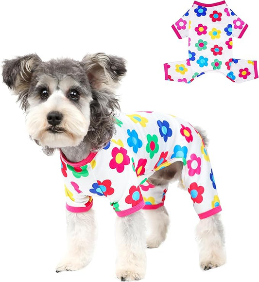 Dog Pajamas Spring Summer Dog Clothes for Small Medium Dogs Girl Boy Cute Soft Puppy Pjs Clothes Doggie Onesies Cat Pet Jammies Outfit (Rose,XS)