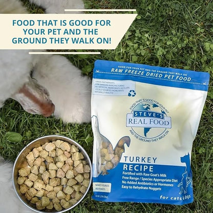 Steve's Real Food Freeze-Dried Raw Nuggets - Turkey Recipe - Raw Pet Food for Dogs - 20 oz