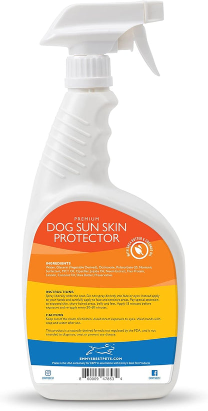 EBPP Dog Sunscreen Sun Skin Protector Spray 32 fl oz - Safe for All Breeds with No Zinc Oxide - Pet Protection and Moisturizer for Skin, Coat, Nose, Ears