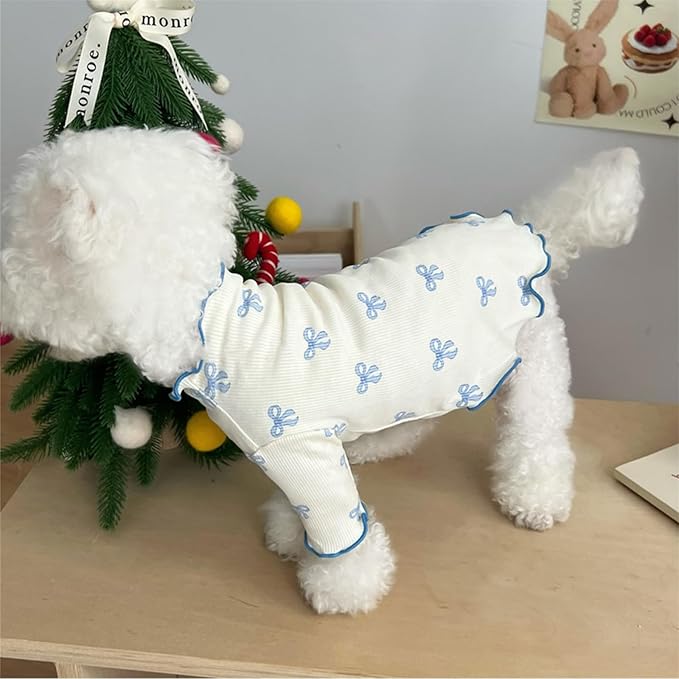 Small Dog Clothes Extra Small Dogs Spring Summer Dress Cute Soft and Breathable Outfits for Female Chihuahua Shih Tzu Yorkshire Puppy Cats (Blue, XX-Small)