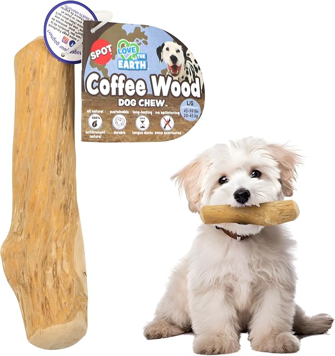 SPOT Coffee Wood Dog Chew Toy – 100% Natural & Sustainably Sourced Non-Splintering Wood from Coffee Plants, Long Lasting, Durable Toy for Aggressive Chewers, for Large Dogs and Puppies Up to 99lbs