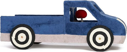 Prevue Pet Products Kitty-150 Cat and Dog Bed and Play Truck - Funny Novelty Dog & Cat Car Bed with Scratcher, Large & Cozy, Easy to Assemble, Removable Pillow, Included Swatting Toy - Blue