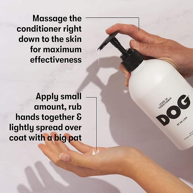 DOG by Dr. Lisa Leave-in Conditioner w/Coconut Oil, Rose Water, Chamomile, Natural, No Rinse, Moisturizing Coat & Skin Conditioning Treatment w/Plant Based Essential Oils, Vegan,16.9 oz Bottle