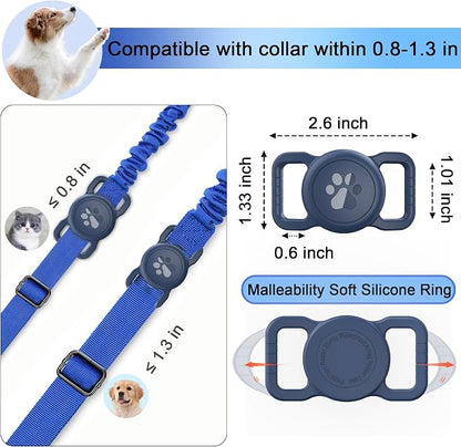Waterproof Airtag Dog Collar Holder, Full Covered Silicone Case, Navy Blue | Fits most collars | Soft durable silicone | Full waterproof seal | Secure anti-loss design | Signal-friendly, lightweight