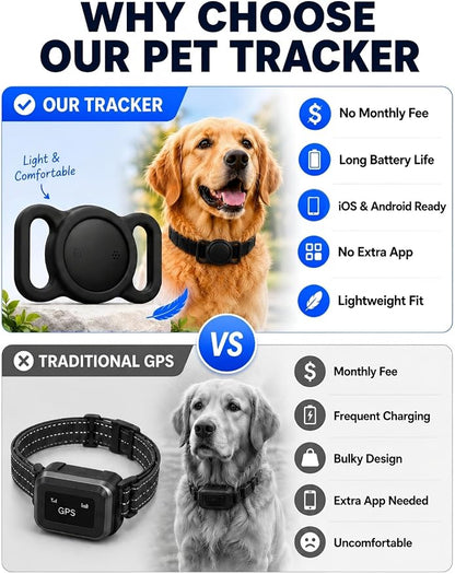 GPS Dog Tracker Collar (iOS & Android) - No Subscription Real-Time Tracking | Pet Smart Activity Finder Tag Works with Google Find Hub & Apple Find My App, Anti-Lost for Keys, Cat Kitten Items