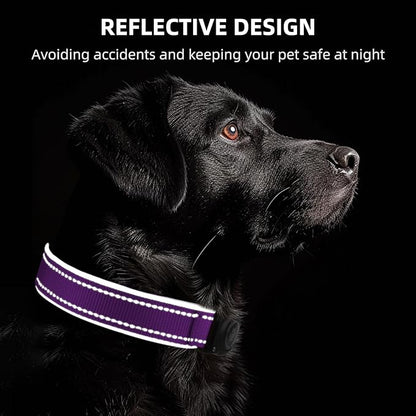 AirTag Dog Collar, IP68 Waterproof Air Tag Dog Collar Holder, Reflective, Ultra-Durable, Comfortable Padded, Heavy Duty Dog Collars for Small Medium Large Dogs (Grape Purple, S)
