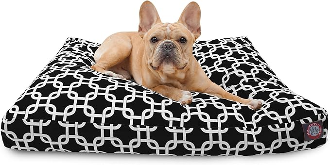 Majestic Pet Shredded Memory Foam Dog Bed Small with Removable Washable Cover – Rectangle Orthopedic Dog Bed–Durable Dog Crate Bed-Flat Dog Bed for Senior Dogs - (27x20) S - Links - Black