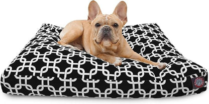 Majestic Pet Shredded Memory Foam Dog Bed Small with Removable Washable Cover – Rectangle Orthopedic Dog Bed–Durable Dog Crate Bed-Flat Dog Bed for Senior Dogs - (27x20) S - Links - Black