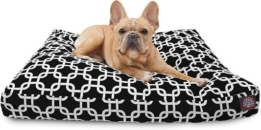 Majestic Pet Shredded Memory Foam Dog Bed Small with Removable Washable Cover – Rectangle Orthopedic Dog Bed–Durable Dog Crate Bed-Flat Dog Bed for Senior Dogs - (27x20) S - Links - Black