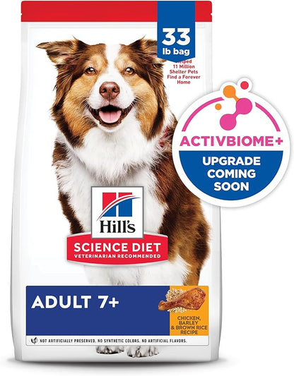 Hill's Science Diet Adult 7+ Dry Dog Food, Chicken Meal, Barley, & Rice, 33 lb. Bag
