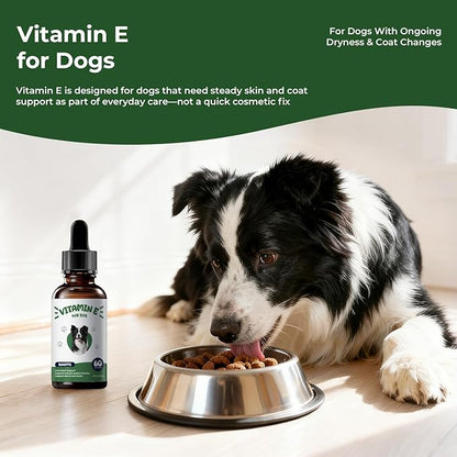 Vitamin E for Dogs, Liquid Vitamin E Oil for Skin & Coat Support, Supports Natural Moisture Balance & Cellular Health, Easy-to-Mix Drops, 2 fl oz (60 mL)