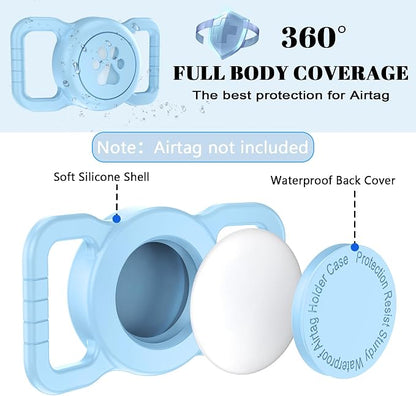 Waterproof Airtag Holder for Dog Collar, Light Blue, 1 Pack | Durable Silicone, Fit Most of Collar Widths, Full Body Covered Anti-Lost Protective, Ease of Installation