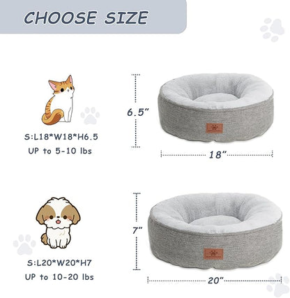 WINDRACING Cat Beds for Indoor Cats,Kitten Bed,Dog Bed for Extra Small Dogs Breeds,Puppy Kennel Bed, Comfy Durable Pet Sleeping Bed, Washable Roun Cat Bed & Non-Slip Bottom, Size 18"L x 18"W x 6.5"Th