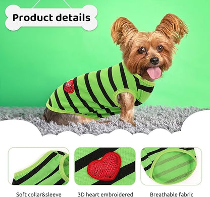 Dog Shirts for Medium Dogs, Striped T-Shirts Pets Vest Pet Apparel Tee Shirts Dog Tank Top Spring Summer Suitable for Chihuahua French Bulldog Bichon Shih Tzu