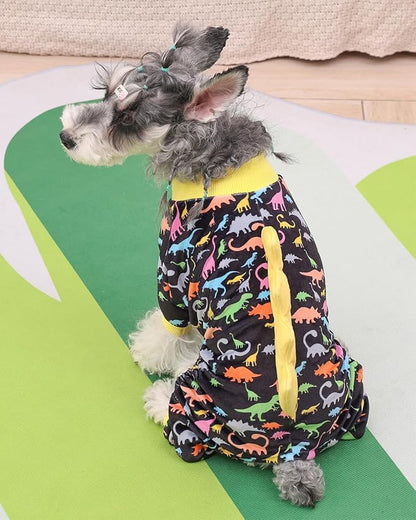 CuteBone Dinosaur Costume Dog Pajamas, Stretchy Spandex Crystal Velvet Sleepwear Coat for Small Dogs, Soft & Warm Pet Outfit Clothes for Cold Weather, Cozy Pullover Design COSP01L