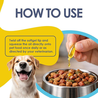 Shine Omega-3 Fish Oil for Dogs & Cats, Human Grade EPA & DHA in Triglyceride (TG) Form, Supports Skin & Shiny Coat, Joint Comfort, Heart, Brain & Immune Health, 60 Twist Capsules, USA Made