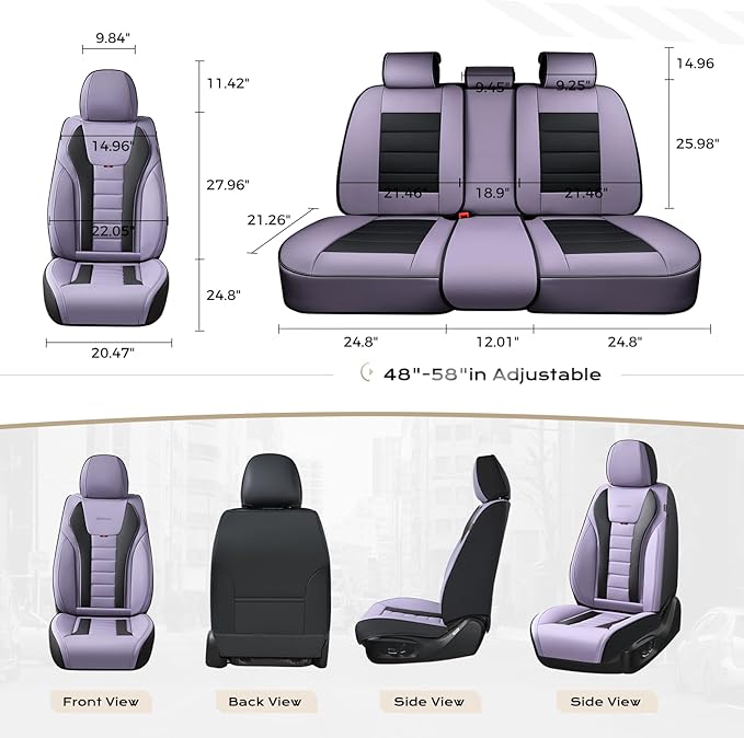 Coverado Car Seat Covers, Front Covers for Cars, Car Seat Cover Front Seats, Automotive Seat Cover, Waterproof, Leather Car Seat Cushion, Universal Interior Covers Seat Protectors for Most Cars