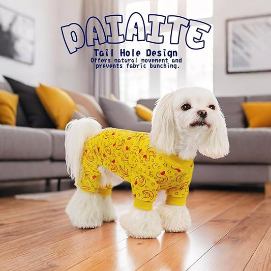 Paiaite Dog Pajamas Onesie: Comfortable Four-Legged Apparel for Small, Medium, & Large Dogs, Polyester Material for Comfort, Wrinkle Resistance, Moisture Wicking, Stretchiness Rotating Duck L