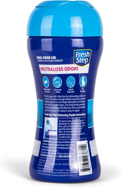 Fresh Step Litter Box Charcoal Odor Eliminator Powder, Cat Litter Deodorizer Additive to Help Absorb and Control Strong Litter Box Odors for Cleaner Smelling Homes, 15 Oz - 6 Pack