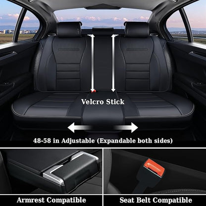 Coverado Seat Covers, Car Seat Covers Front Seats, Car Seat Protector Waterproof, Car Seat Cover, Car Seat Cushion Nappa Leather, Black Seat Covers for Cars Carseat Cover Universal Fit for Most Cars