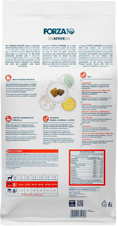 Forza10 - Dog Food, Limited Ingredient Dog Food with Omega‑3, Non-GMO, Dry Food for Kidney Support, Made in Italy (8.8 lb)