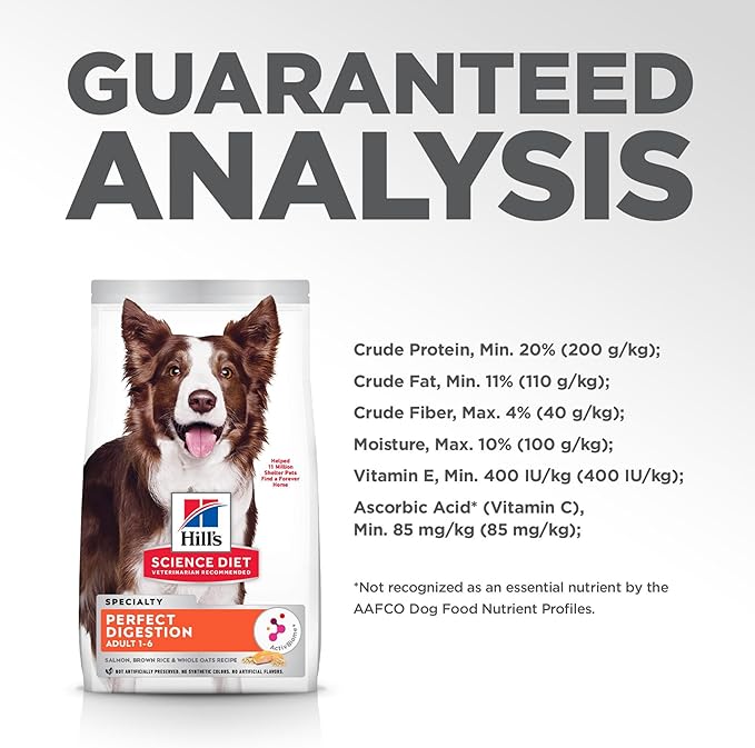 Hill's Science Diet Adult 1-6 Perfect Digestion Dry Dog Food, Salmon, Whole Oats, & Brown Rice, 12 lb. Bag